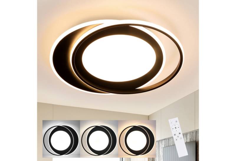 ZMH LED Deckenleuchte Modern Doppelter Ring Desgin Acryl-Lampe mit Fernbedienung, LED fest integriert, warmweiß-kaltweiß, 66W von ZMH