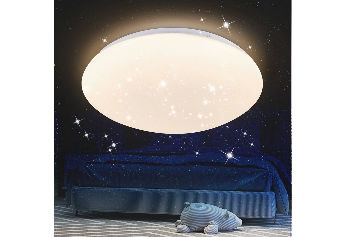 ZMH LED Deckenleuchte Ø30cm Schlafzimmerlampe Sternenhimmel Neutralweiß 18W Badezimmer, Augenschutz, LED fest integriert, 4000k, IP44 Wasserdicht, für Bad Küche Kinderzimmer von ZMH