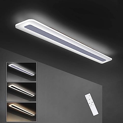ZMH LED Deckenleuchte Deckenlampe Panel - Wohnzimmerlampe Dimmbar 60CM Bürolampe Modern mit Fernbedienung Schlafzimmerlampe Flach Küchenlampe Acryl Weiß Lang für Flur Wohnzimmer Schlafzimmer Büro von ZMH