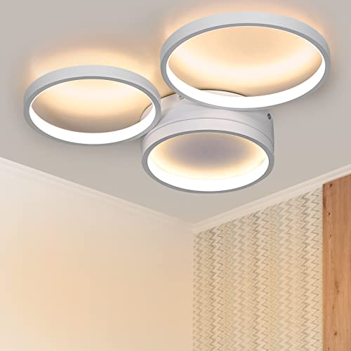 ZMH LED Deckenleuchte Schlafzimmer Deckenlampe - Weiß Warmweiß Schlafzimmerlampe mit 3 Ringe Design 22W Modern Wohnzimmerlampe Deko für Wohnzimmer Kinderzimmer Flur Esszimmer Küche ZMH LED Deckenleuchte Schlafzimmer Deckenlampe - Weiß Warmweiß Schlafzimmerlampe mit 3 Ringe Design 22W Modern Wohnzimmerlampe Deko für Wohnzimmer Kinderzimmer Flur Esszimmer Küche von ZMH