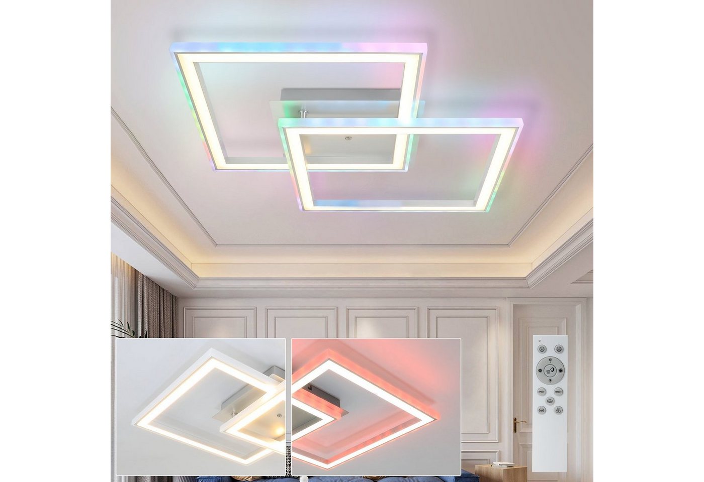 ZMH LED Deckenleuchte Schlafzimmer RGB Deckenlampe Dimmbar Fernbedienung, LED fest integriert, 3000-6000K, 35W von ZMH