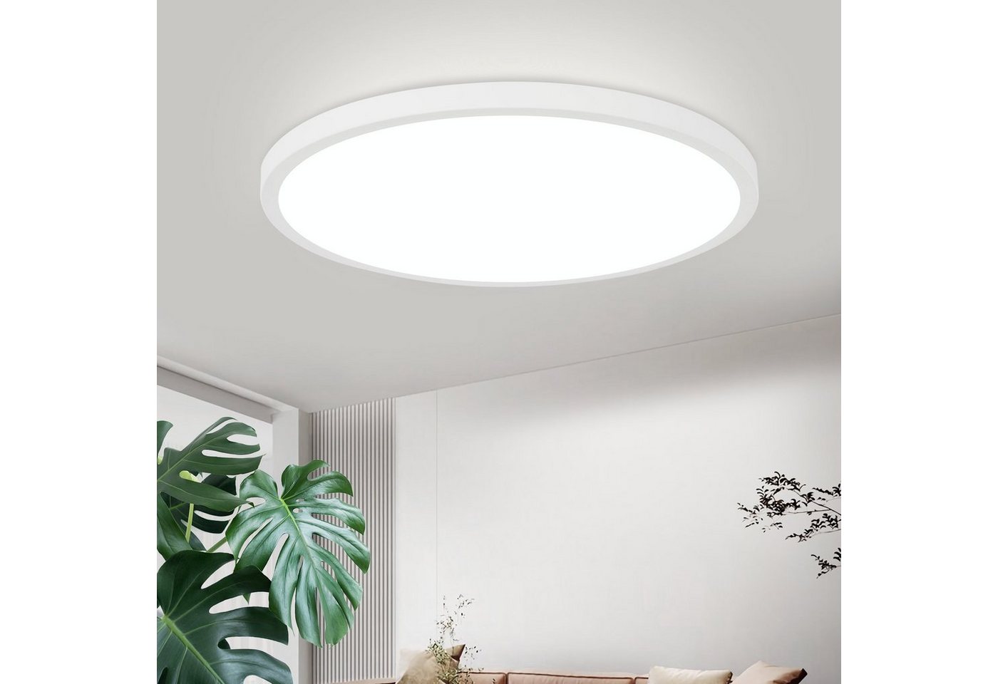 ZMH LED Deckenleuchte Schlafzimmer - Schlafzimmerlampe Flach Badezimmerlampe 6000K, LED fest integriert, 6000k, 18W Badezimmer Deckenbeleuchtung IP44 Badlampe Rund von ZMH
