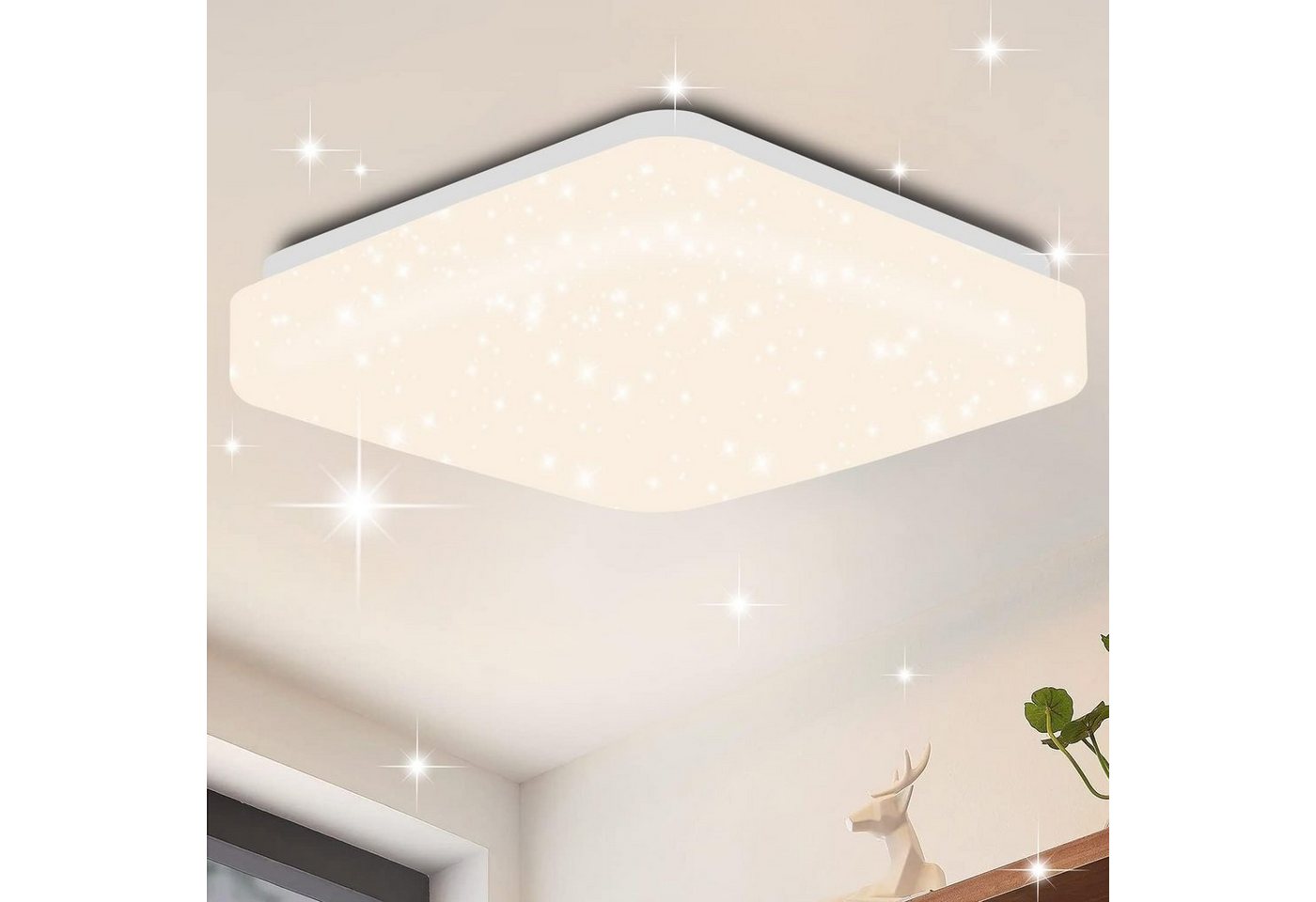 ZMH LED Deckenleuchte Sternenhimmel klein flach Schlafzimmerlampe Modern, LED fest integriert, 3000K von ZMH