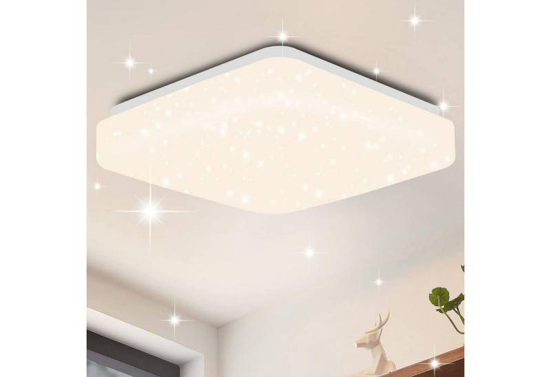 ZMH LED Deckenleuchte Wohnzimmer Modern 21CM Sternenhimmel Flurlampe für Schlafzimmer, Augenschutz, LED fest integriert, 3000K, Kinderzimmer Deckenbeleuchtung Küchenlampe Eckig Flurlampe von ZMH