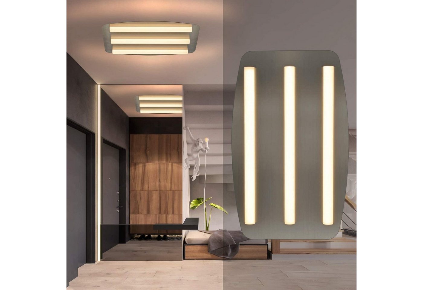 ZMH LED Deckenleuchte Wandleuchte Acryl Küche Nickel Innen Kronleuchter, LED fest integriert, Warmweiß von ZMH