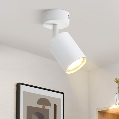 ZMH LED Deckenleuchte Weiß Deckenstrahler: GU10 Deckenlampe Spots 1 Flammig 330°Schwenkbar Deckenspots Modern Flurlampe Industrial Wandstrahler für Wohnzimmer Schlafzimmer Küche Ohne Leuchtmittel von ZMH