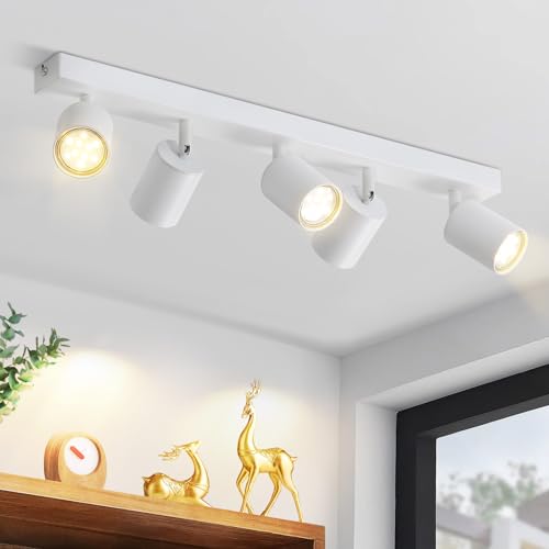 ZMH LED Deckenleuchte Weiß Deckenstrahler: GU10 Deckenlampe Spots 5 Flammig 330°Schwenkbar Deckenspots Modern Flurlampe Industrial Wandstrahler für Wohnzimmer Schlafzimmer Küche Ohne Leuchtmittel von ZMH