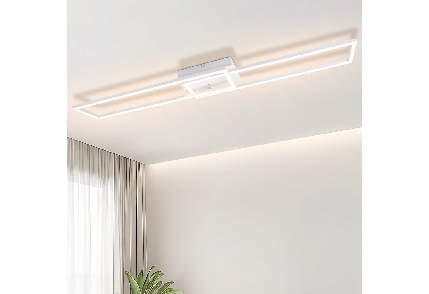 ZMH LED Deckenleuchte Wohnzimmer 2 Rahmen Modern 3000K Schwarz/Weiß 32W Deckenlampe, Augenschutz, Einfache Installtion, Einstellbare Helligkeit, LED fest integriert, Warmweiß ZMH LED Deckenleuchte Wohnzimmer 2 Rahmen Modern 3000K Schwarz/Weiß 32W Deckenlampe, Augenschutz, Einfache Installtion, Einstellbare Helligkeit, LED fest integriert, Warmweiß von ZMH