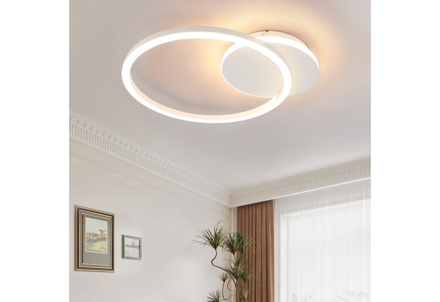 ZMH LED Deckenleuchte Wohnzimmer - 24W 2-Ringen Deckenlampe 3000K Flur Metall Küchenlampe, Augenschutz, Einfache Installtion, LED fest integriert, Warmweiß, Weiß Modern Design Schlafzimmerlampe Flur Büro ZMH LED Deckenleuchte Wohnzimmer - 24W 2-Ringen Deckenlampe 3000K Flur Metall Küchenlampe, Augenschutz, Einfache Installtion, LED fest integriert, Warmweiß, Weiß Modern Design Schlafzimmerlampe Flur Büro von ZMH