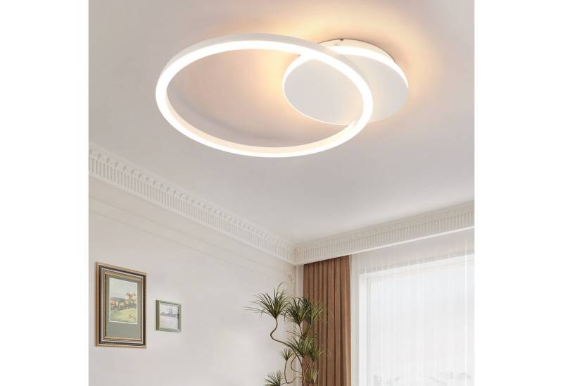 ZMH LED Deckenleuchte Wohnzimmer - 24W 2-Ringen Deckenlampe 3000K Flur Metall Küchenlampe, Augenschutz, Einfache Installtion, LED fest integriert, Warmweiß, Weiß Modern Design Schlafzimmerlampe Flur Büro ZMH LED Deckenleuchte Wohnzimmer - 24W 2-Ringen Deckenlampe 3000K Flur Metall Küchenlampe, Augenschutz, Einfache Installtion, LED fest integriert, Warmweiß, Weiß Modern Design Schlafzimmerlampe Flur Büro von ZMH