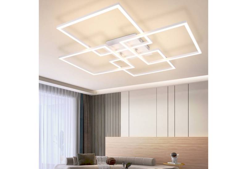 ZMH LED Deckenleuchte Wohnzimmer 4 Rahmen Deckenlampe Modern 32W 3000K Schlafzimmer, Augenschutz, Einfache Installtion, Einstellbare Helligkeit, LED fest integriert, Küchenlampe Esszimmerlampe Rechteckig für Schlafzimmer von ZMH