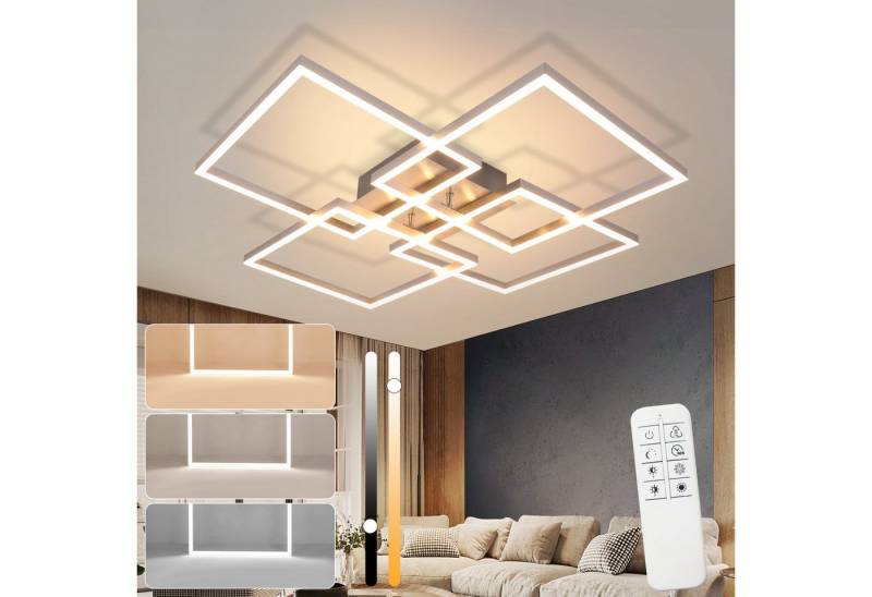ZMH LED Deckenleuchte Wohnzimmer 72CM Schwarz/Silber RechteckigDimmbar 48W Deckenlampe, Augenschutz, Einfache Installtion, LED fest integriert, 3000-6500K, mit Fernbedienung Modern Esszimmerlampe für Schlafzimmer Küche von ZMH