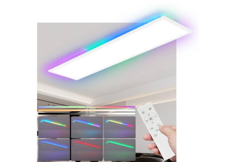 ZMH LED Deckenleuchte Wohnzimmer Deckenpanel Dimmbar Lang RGB Farbwechsel Werkstatt Flur, Backlight Augenschutz, Einfache Installtion, LED fest integriert, RGB, 100x25 Modern 24W Deckenlampe Spielzimmer mit Fernbedienung ZMH LED Deckenleuchte Wohnzimmer Deckenpanel Dimmbar Lang RGB Farbwechsel Werkstatt Flur, Backlight Augenschutz, Einfache Installtion, LED fest integriert, RGB, 100x25 Modern 24W Deckenlampe Spielzimmer mit Fernbedienung von ZMH
