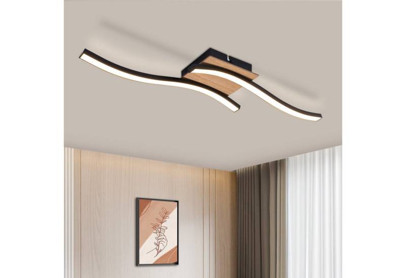 ZMH LED Deckenleuchte Wohnzimmer Holz Schwarz Wellenförmig Modern Deckenlampe Warmweiß, 1280lm, LED fest integriert, 3000K, Augenschutz Küchenlampe für Flur ZMH LED Deckenleuchte Wohnzimmer Holz Schwarz Wellenförmig Modern Deckenlampe Warmweiß, 1280lm, LED fest integriert, 3000K, Augenschutz Küchenlampe für Flur von ZMH