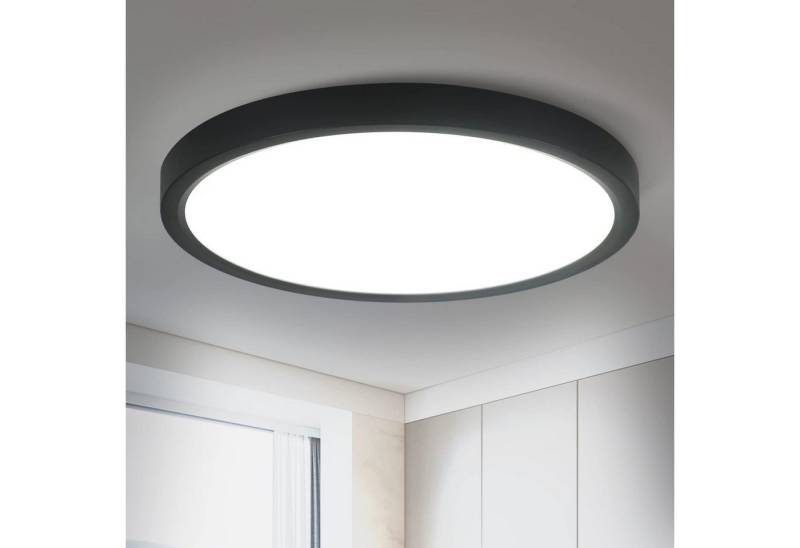 ZMH LED Deckenleuchte Wohnzimmer IP44 Deckenlampe Modern einfache Selbstmontage Flur, Hochwertige Design, LED fest integriert, 6500k, Schwarz Nicht Dimmbar von ZMH