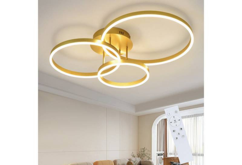 ZMH LED Deckenleuchte Wohnzimmer Modern Gold 2/3/4 Ring Design Deckenlampe Dimmbar, Augenschutz, Einfache Installtion, LED fest integriert, 3000-6500K, 82CM aus Acryl 74W Schlafzimmerlampe mit Fernbedienung Küche ZMH LED Deckenleuchte Wohnzimmer Modern Gold 2/3/4 Ring Design Deckenlampe Dimmbar, Augenschutz, Einfache Installtion, LED fest integriert, 3000-6500K, 82CM aus Acryl 74W Schlafzimmerlampe mit Fernbedienung Küche von ZMH