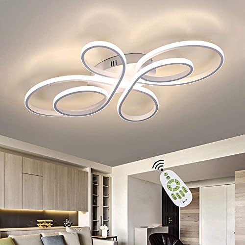 ZMH LED Deckenleuchte Dimmbar Deckenlampe Wohnzimmer Modern Weiß mit Fernbedienung 65 Watt aus Metall in Schmetterlingforming Design Wohnzimmerlampe für Schlafzimmer Esszimmer Restaurant von ZMH