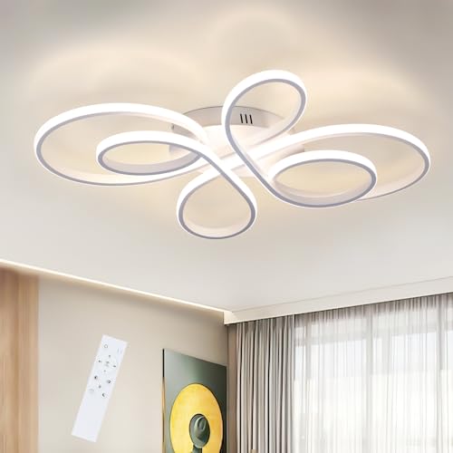 ZMH LED Deckenleuchte Dimmbar Deckenlampe Wohnzimmer Modern Weiß mit Fernbedienung 65 Watt aus Metall in Schmetterlingforming Design Wohnzimmerlampe für Schlafzimmer Esszimmer Restaurant von ZMH