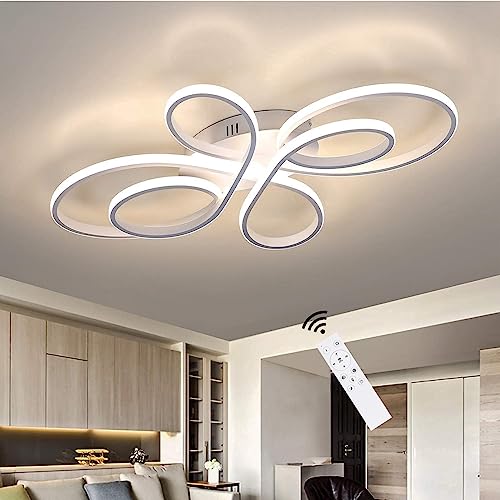 ZMH LED Deckenleuchte Wohnzimmer Moderne LED Deckenlampe Weiß Dimmbar mit Fernbedienung 65 Watt aus Metall in Schmetterlingforming Design für Schlafzimme von ZMH