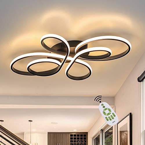 ZMH LED Deckenleuchte Wohnzimmer Moderne LED Deckenlampe schwarz Dimmbar mit Fernbedienung 65 Watt aus Metall in Schmetterlingforming Design für Schlafzimmer von ZMH