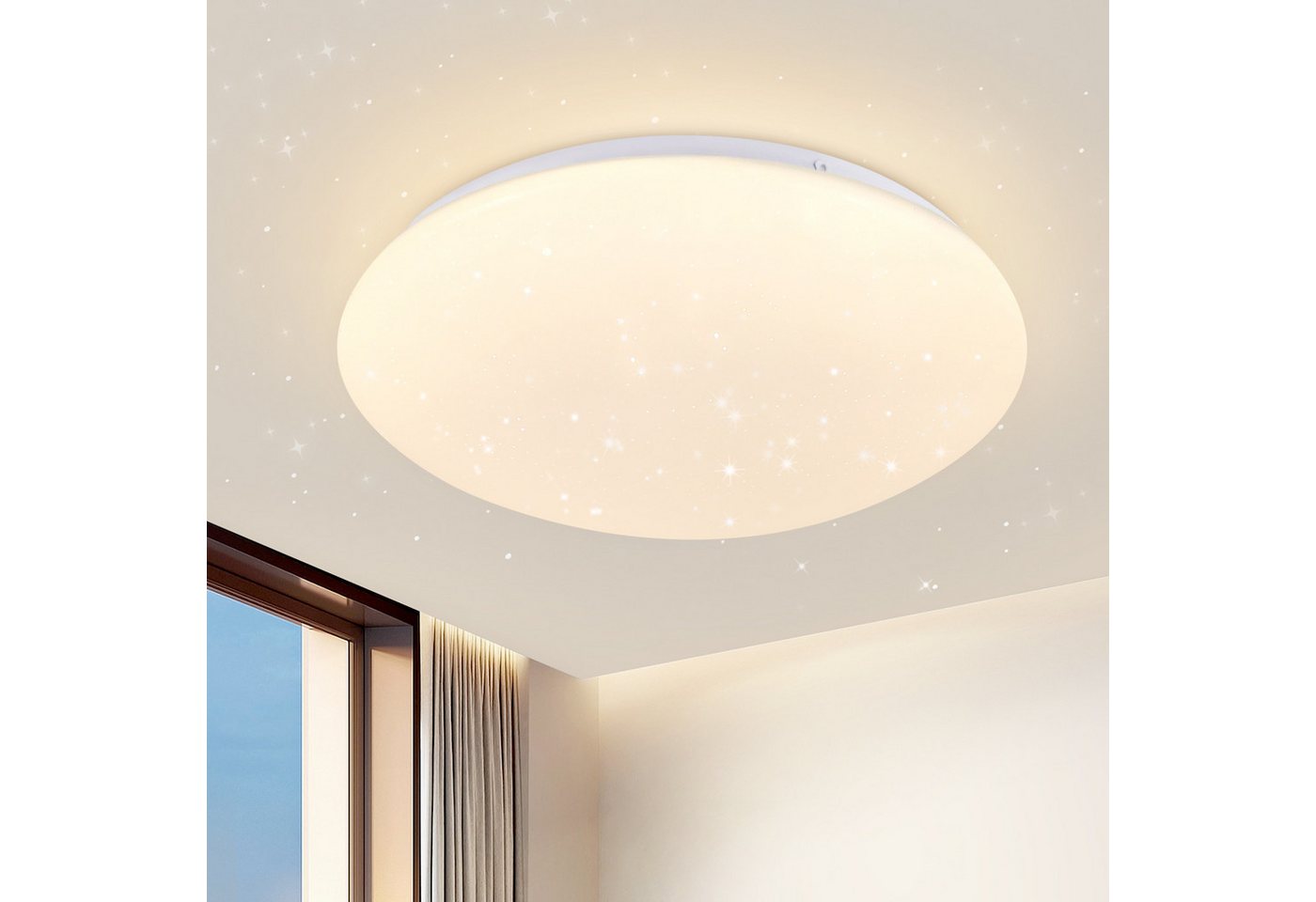 ZMH LED Deckenleuchte Wohnzimmer Ø16.5CM Rund 5W Küchenlampe 3000/4000/6500K Flur, Augenschutz, LED fest integriert, Warmweiß, Sternen-Design Schlafzimmerlampe Küche Büro von ZMH