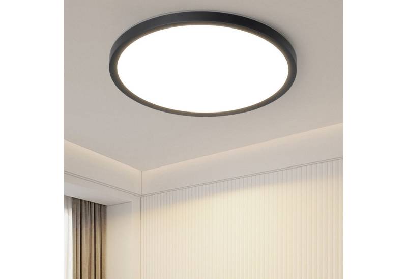 ZMH LED Deckenleuchte Wohnzimmer Ø22//30CM Modern Schwarz//Weiß Rund Deckenlampe Flur, Augenschutz, Einfache Installtion, LED fest integriert, Warmweiß, 18W Schlafzimmerlampe 3000K für Flur Bad von ZMH
