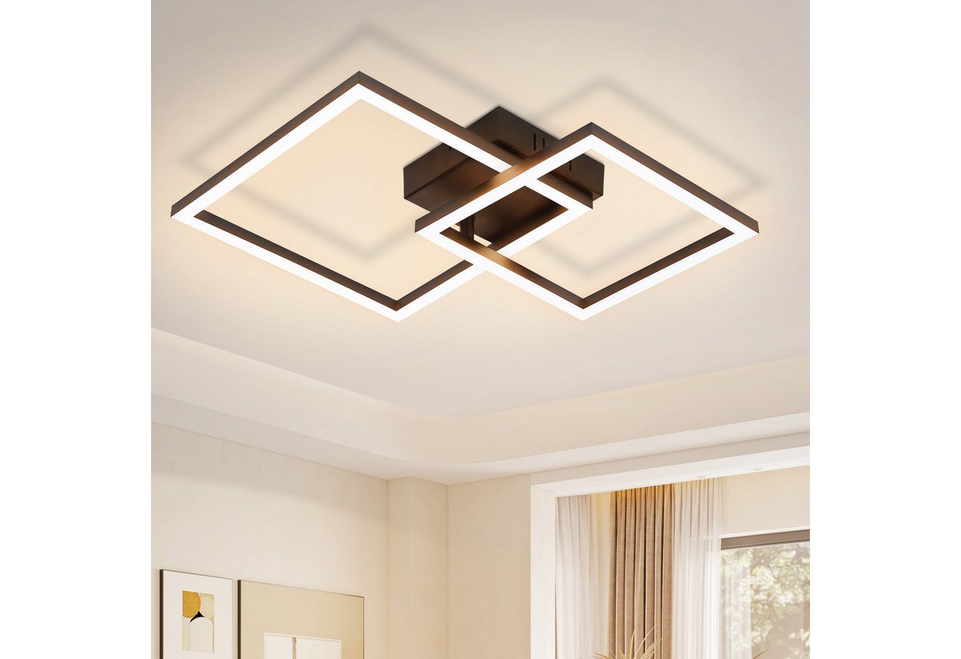 ZMH LED Deckenleuchte Wohnzimmer - Quadratisch Schwarz 20W Eckig 3000K Deckenlampe Flur, Augenschutz, Einfache Installtion, LED fest integriert, Warmweiß ZMH LED Deckenleuchte Wohnzimmer - Quadratisch Schwarz 20W Eckig 3000K Deckenlampe Flur, Augenschutz, Einfache Installtion, LED fest integriert, Warmweiß von ZMH