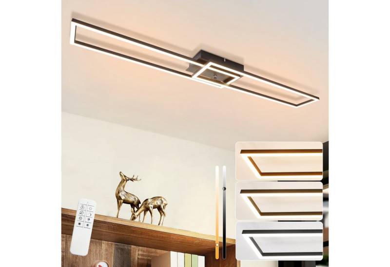 ZMH LED Deckenleuchte Wohnzimmer Schwarz 2/3 Rahmen Modern Dimmbar Schlafzimmer, Augenschutz, Einfache Installtion, LED fest integriert, 3000-6500K, 36W Rechteckig Design mit Fernbedienung Esszimmerlampe von ZMH