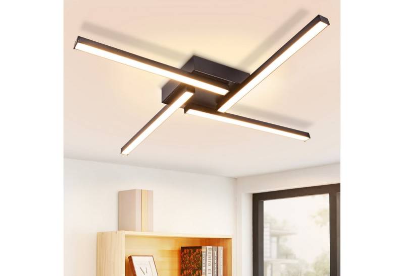 ZMH LED Deckenleuchte Wohnzimmer Schwarz 24W Modern 3000K Deckenlampe Küche Esszimmer, Augenschutz, Einfache Installtion, LED fest integriert, Warmweiß, Nicht Überlappend Design Schlafzimmerlampe Deckenbeleuchtung Büro von ZMH