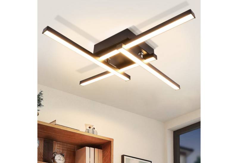 ZMH LED Deckenleuchte Wohnzimmer Schwarz 24W Modern 3000K Deckenlampe Küche Esszimmer, Augenschutz, Einfache Installtion, LED fest integriert, Warmweiß, Überlappend Design Schlafzimmerlampe Deckenbeleuchtung Büro von ZMH