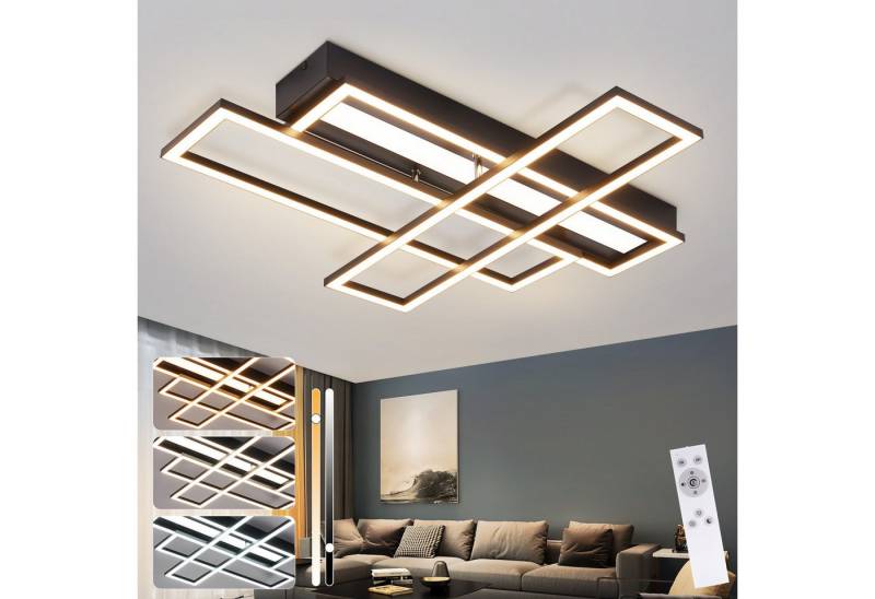 ZMH LED Deckenleuchte Wohnzimmer Schwarz Rechteckig Deckenlampe Dimmbar Modern Design, Augenschutz, Einfache Installtion, LED fest integriert, 3000-6500K, 54W Schlafzimmerlampe mit Fernbedienung Küche Esszimmer ZMH LED Deckenleuchte Wohnzimmer Schwarz Rechteckig Deckenlampe Dimmbar Modern Design, Augenschutz, Einfache Installtion, LED fest integriert, 3000-6500K, 54W Schlafzimmerlampe mit Fernbedienung Küche Esszimmer von ZMH