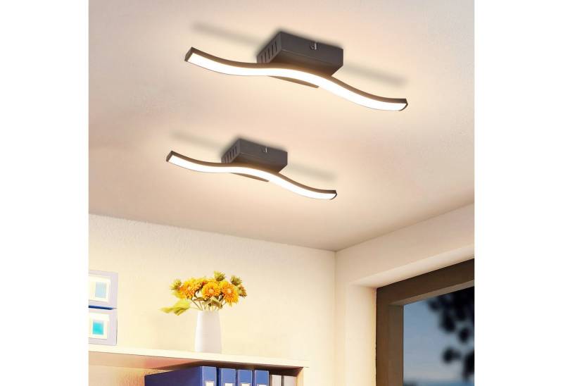 ZMH LED Deckenleuchte Wohnzimmer Schwarz Wellen Design Modern Deckenlampe 3000K Flur Küche, Warmweiß, 6/12W Küchenlampe Innen Schlafzimmerlampe ZMH LED Deckenleuchte Wohnzimmer Schwarz Wellen Design Modern Deckenlampe 3000K Flur Küche, Warmweiß, 6/12W Küchenlampe Innen Schlafzimmerlampe von ZMH