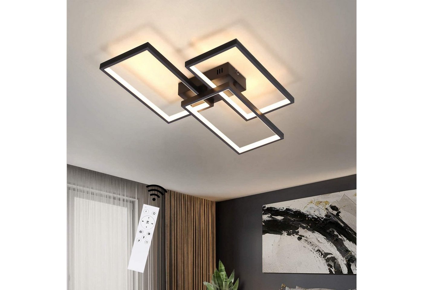 ZMH LED Deckenleuchte Wohnzimmerlampe aus Metall Modern-Design, Dimmer, LED fest integriert von ZMH