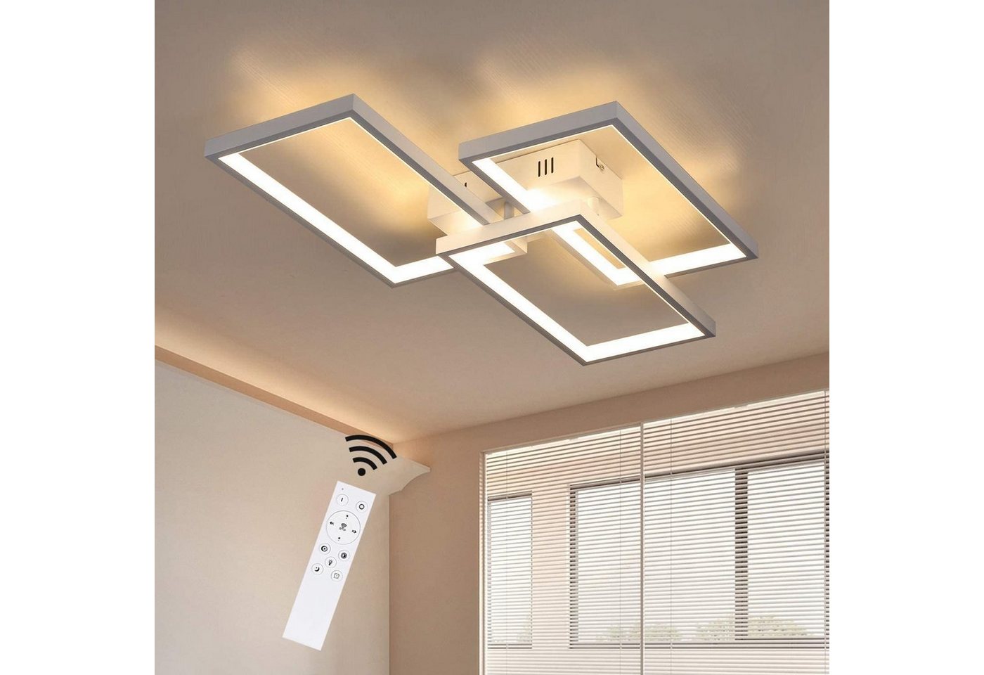 ZMH LED Deckenleuchte dimmbar mit Fernbedienung 63W Weiße Wohnzimmerlampe, LED fest integriert von ZMH