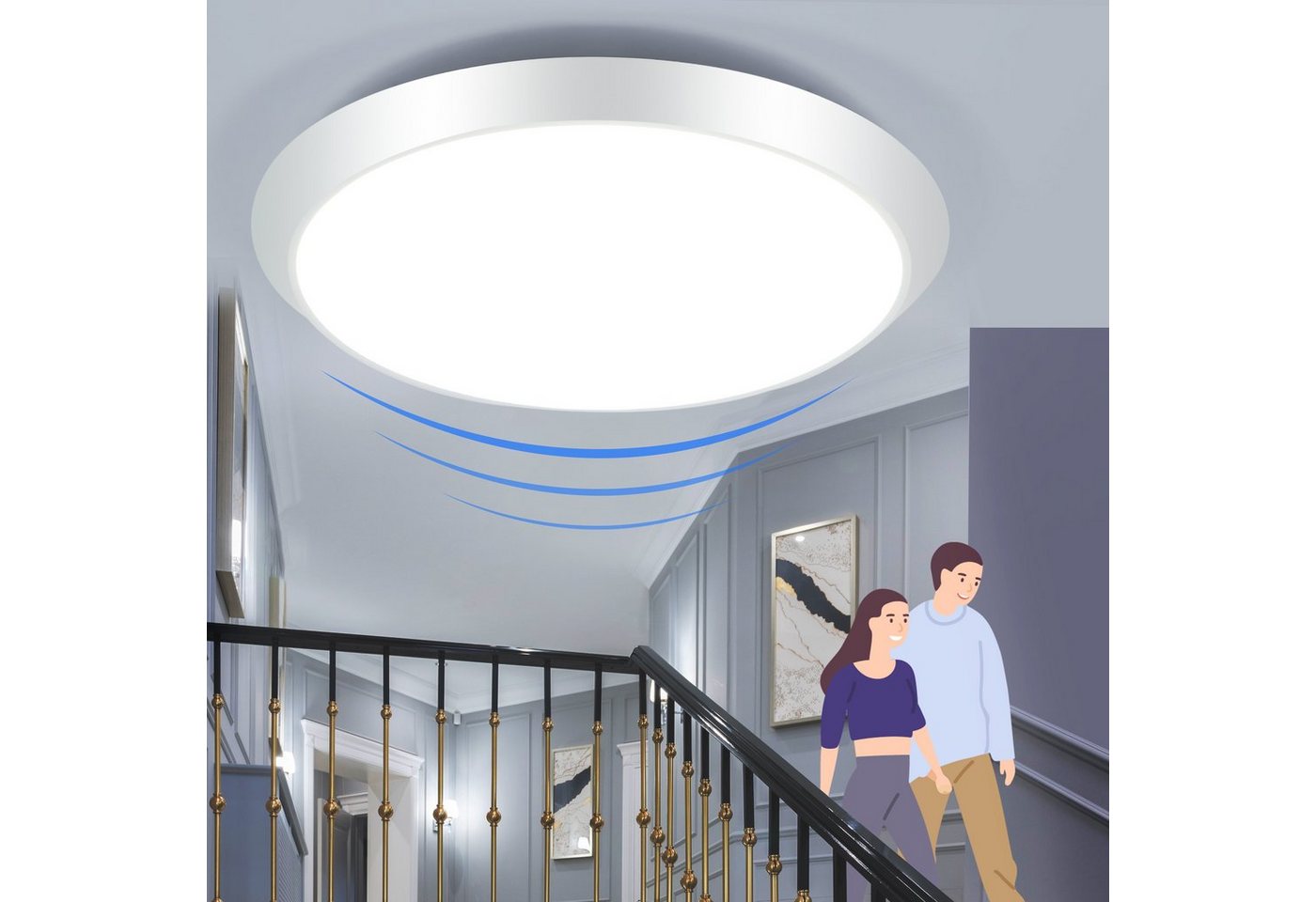 ZMH LED Deckenleuchte mit Bewegungsmelder Innen Deckenlampe I 15W Flurlampe 4000K, Neutralweiß, IP44 Wasserfest, Bewegunsmelder von ZMH