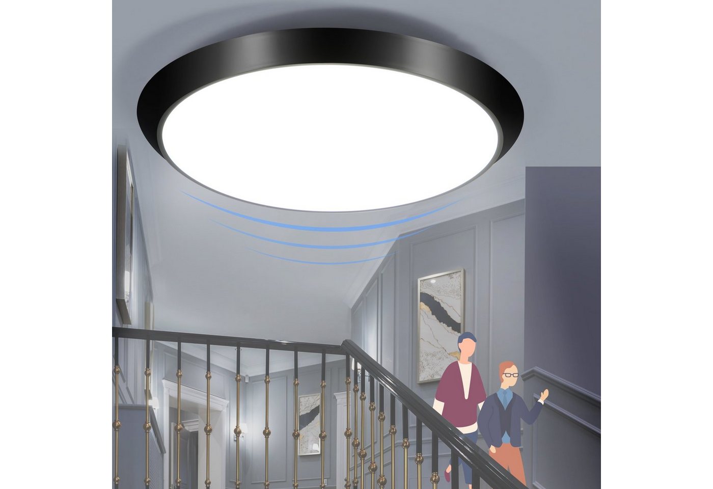 ZMH LED Deckenleuchte mit Bewegungsmelder Innen Deckenlampe I 15W Flurlampe 4000K, Neutralweiß, IP44 Wasserfest, Bewegunsmelder von ZMH