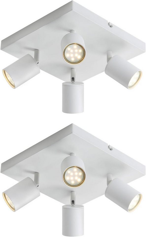 ZMH LED Deckenstrahler 4 Flammig Deckenspot GU10 Deckenlampe Spots 330°Schwenkbar Flur, Modern hochwetige Material, ohne Leuchtmittel, Industrial Wandstrahler für Wohnzimmer Schlafzimmer von ZMH
