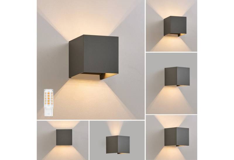 ZMH LED Wandleuchte Aussen Wandlampe: Außenwandleuchte Innen Up Down Modern IP65, G9, Mit Leuchtmittel, 3000K Warmweiß, Wasserdicht Einstellbarer Strahl Flurlampe für Wohnzimmer von ZMH