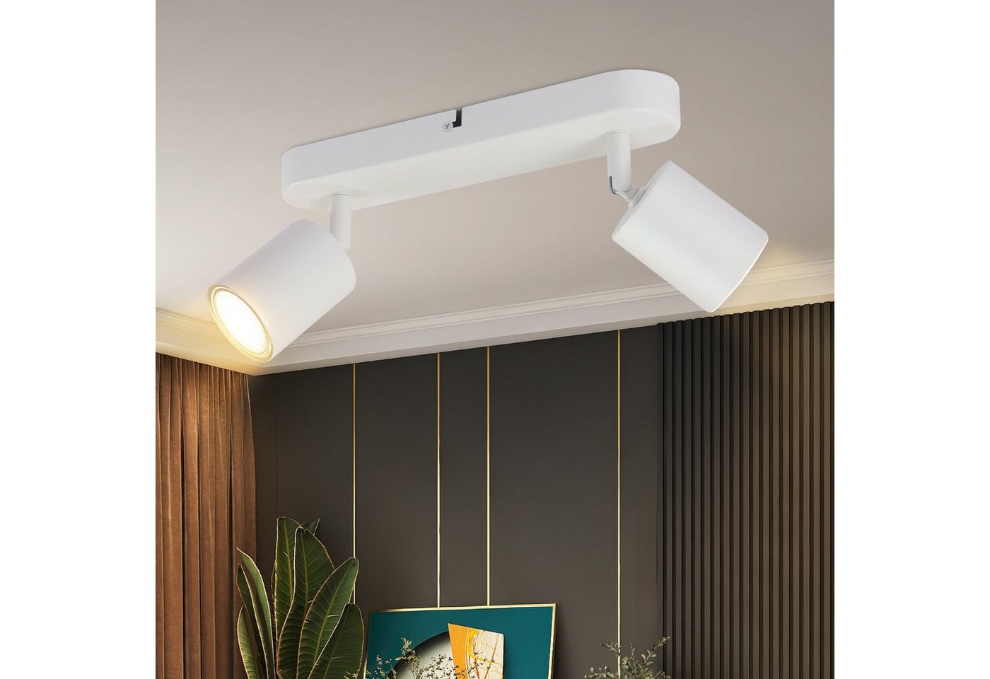 ZMH LED Deckenstrahler Deckenleuchte Rund Wohnzimmer Modern GU10 Schlafzimmer, Flexible Rotation, ohne Leuchtmittel, weiß, Schwenbar, 2-Flammig von ZMH