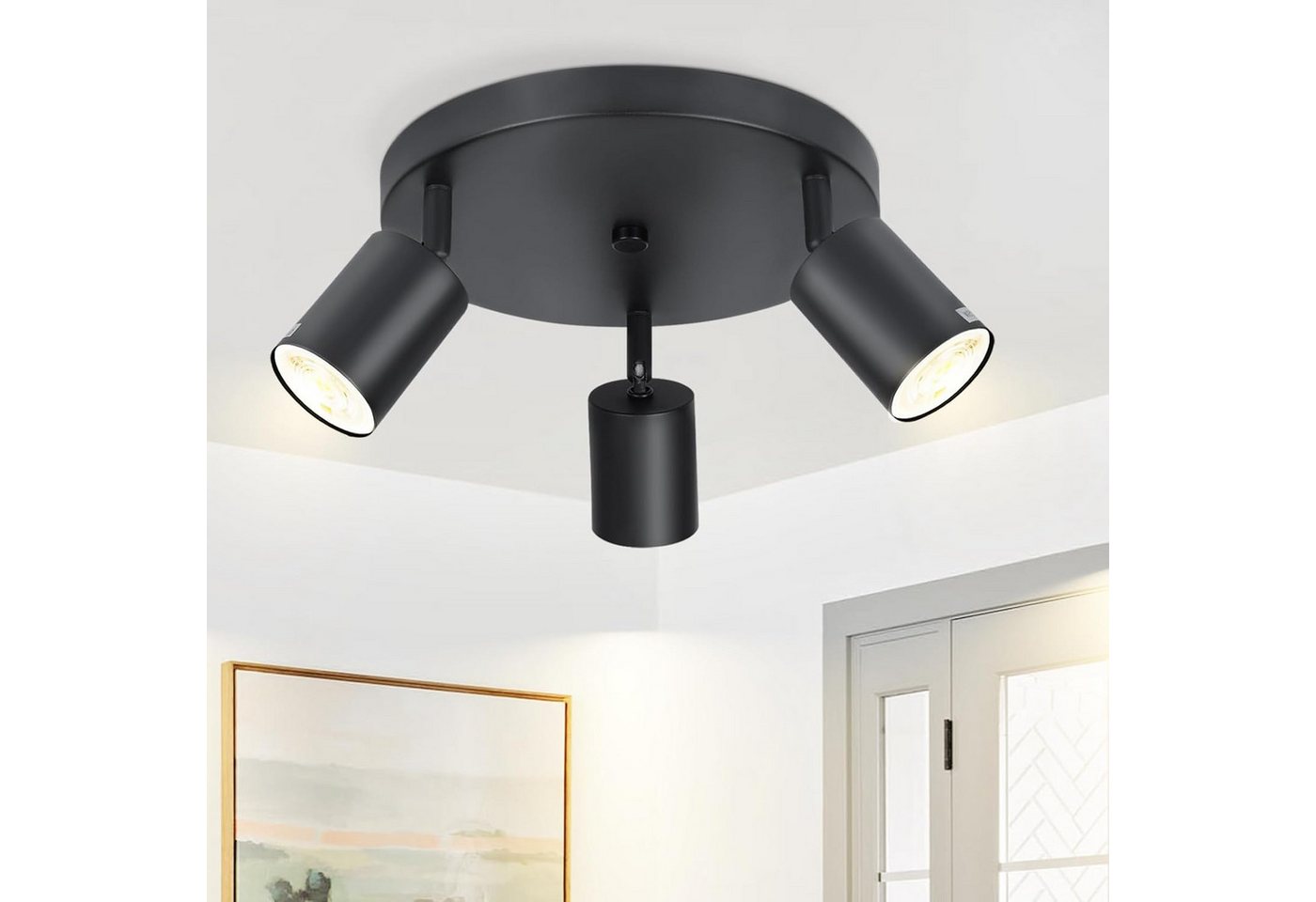 ZMH LED Deckenstrahler Modern Deckenleuchte- GU10 Drehbar Wandstrahler 330°Schwenkbar Flur, Einfache Installation, LED fest integriert, Modern Flurlampe Industrial Wandstrahler Schlafzimmer, 1/5/6 Flammig von ZMH