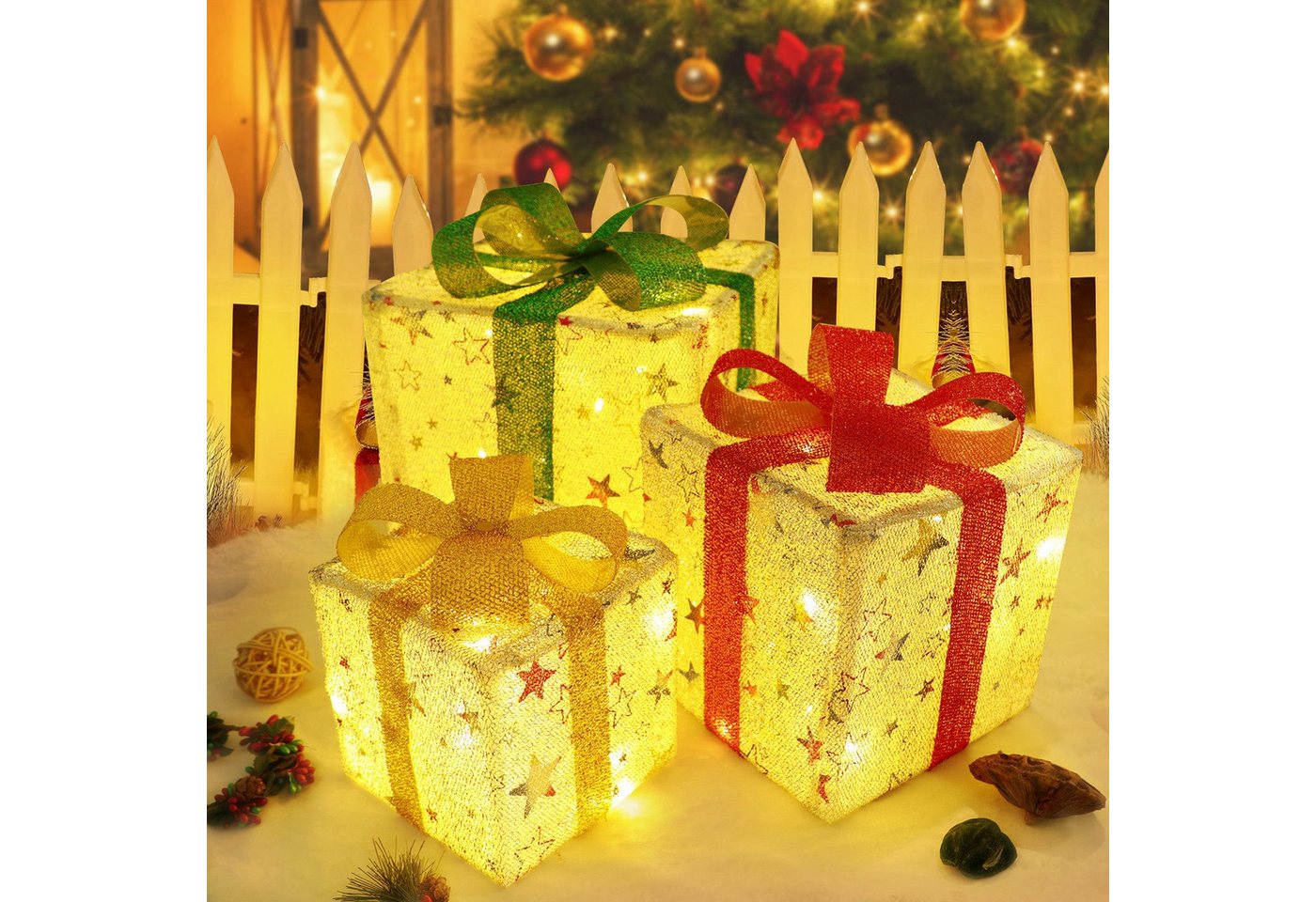 ZMH LED Dekolicht 3ER Set LED Geschenkbox Weihnachtsdeko 8 Modi mit Fernbedienung, Augenschutz, Einfache Installtion, LED fest integriert, 3000K, mit Fernbedienung Innen Weihnachtsbeleuchtung 50 LEDs Batterie ZMH LED Dekolicht 3ER Set LED Geschenkbox Weihnachtsdeko 8 Modi mit Fernbedienung, Augenschutz, Einfache Installtion, LED fest integriert, 3000K, mit Fernbedienung Innen Weihnachtsbeleuchtung 50 LEDs Batterie von ZMH