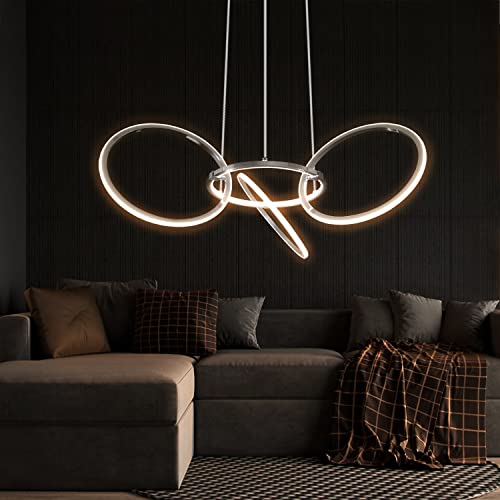 ZMH Pendelleuchte LED Hängelampe Wohnzimmer: 38W Groß Hängeleuchte Modern Wohnzimmerlampe Hängend Esszimmerlampe 4Ring Esstischlampe Design Pendellampe für Schlafzimmer Esstisch Esszimmer Rastaurant von ZMH