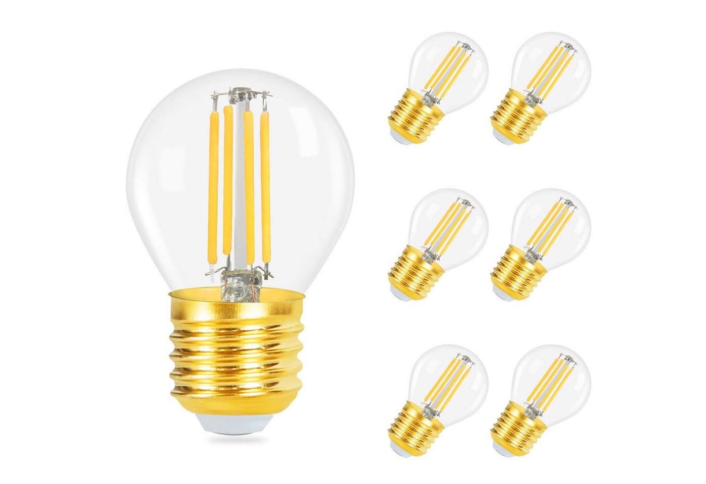 ZMH LED-Leuchtmittel Edison LED Vintage Glühbirne - G45 2700K E14//E27, 6 St., warmweiß, Filament Retro Glas Birne Energiesparlampe von ZMH