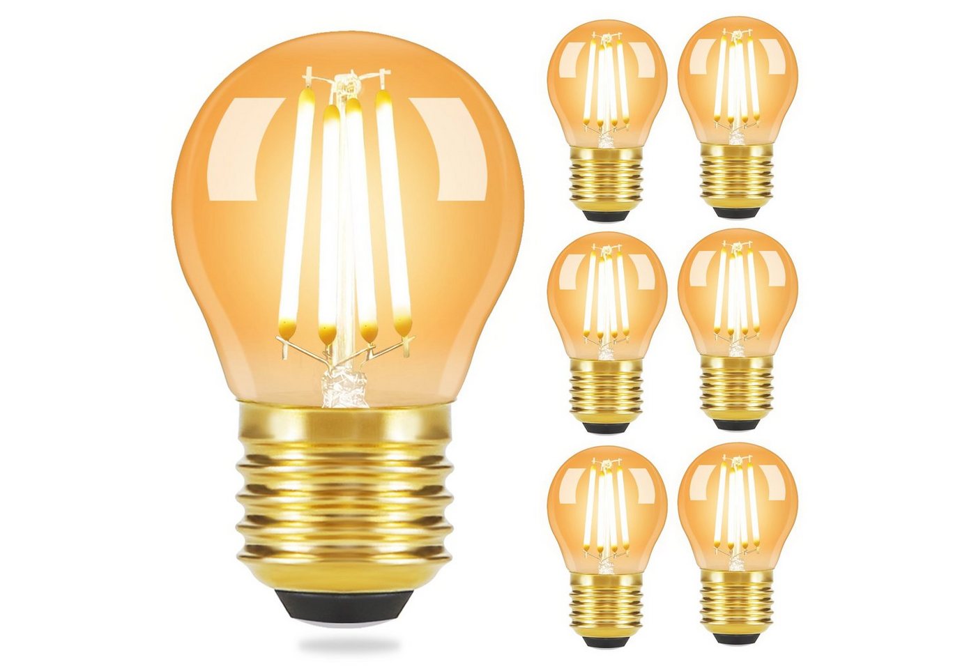 ZMH LED-Leuchtmittel Edison LED Vintage Glühbirne - G45 2700K E14//E27, E27, 6 St., warmweiß, Filament Retro Glas Birne Energiesparlampe von ZMH