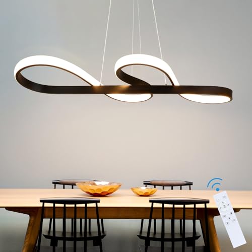 ZMH LED Pendelleuchte Esstisch Hängelampe Dimmbar - Hängeleuchte Schwarz 47W Esstischlampe mit Fernbedienung Esszimmerlampe Modern Design Pendellampe für Esszimmer Arbeitszimmer Wohnzimmer Küche Büro von ZMH
