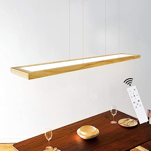 ZMH LED Pendelleuchte Hängelampe Holz - Esstischlampe Esszimmer Dimmbar Modern Design 100CM Mit Fernbedienung Esstisch lampe Hängend Höhenverstellbar Hängeleuchte für Wohnzimmer Schlafzimmer Büro von ZMH