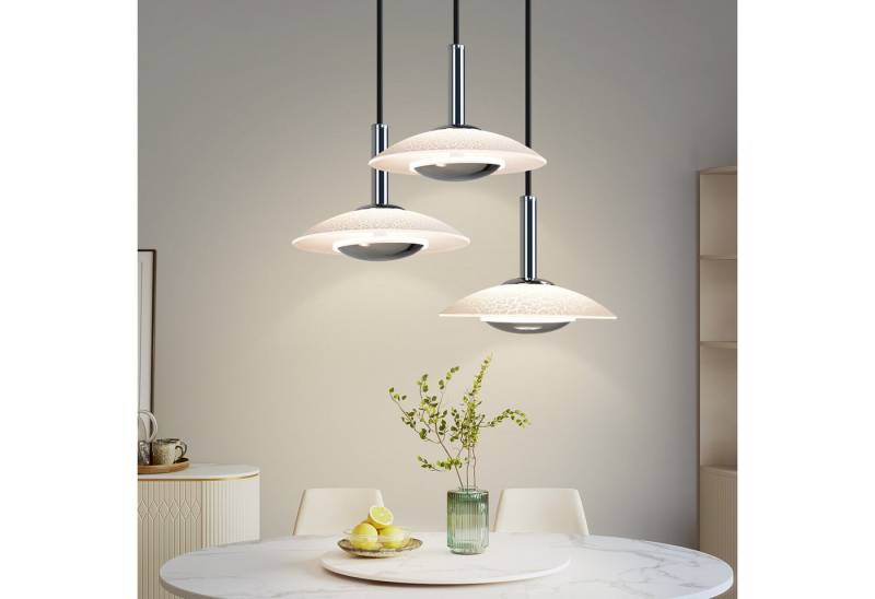 ZMH LED Pendelleuchte Esszimmer Chrom Glas Metall Pendellampe 3000K für Schlafzimmer Küche, Augenschutz, Einfache Installtion, LED fest integriert, Warmweiß, Höhenverstellbar Modern Design Hängeleuchte Esstisch von ZMH