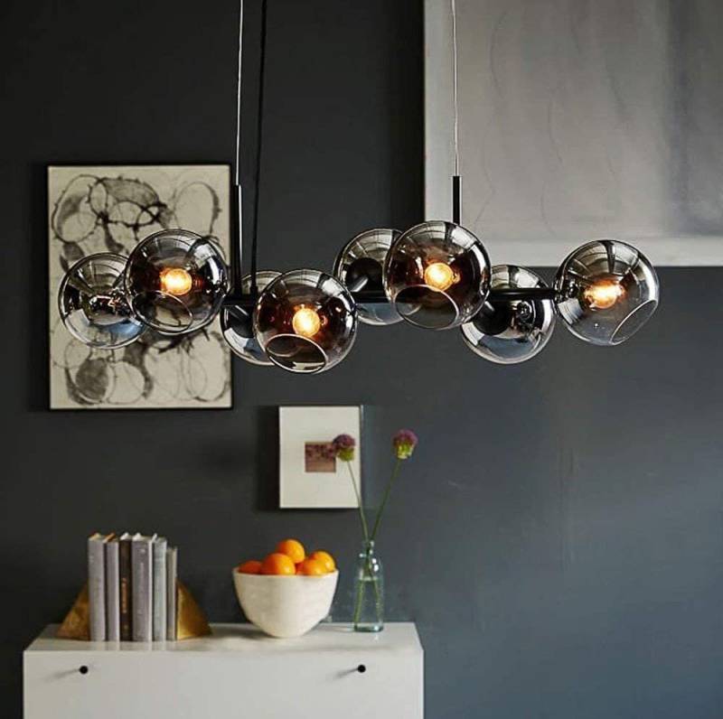 ZMH LED Pendelleuchte Glas Kugel Hängellampe Wohnzimmer Schlafzimmer Innen, LED wechselbar, Warmweiß von ZMH