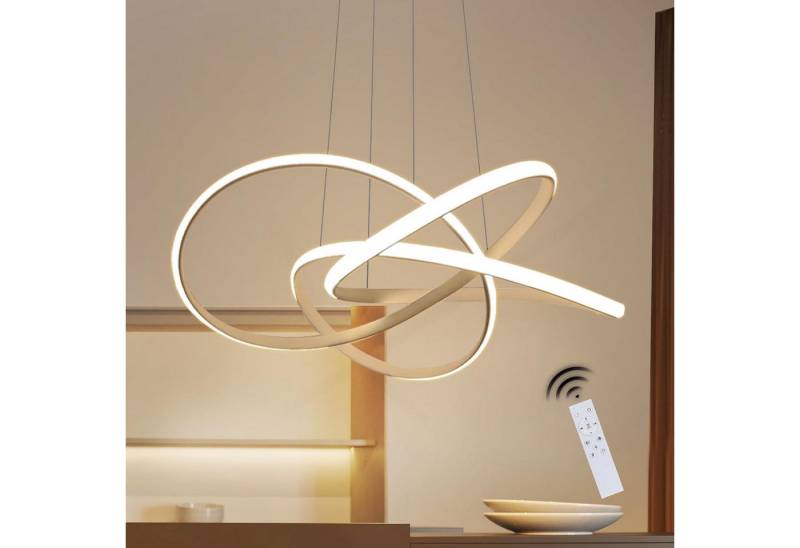 ZMH LED Pendelleuchte Höhenverstellbar 59W Ring Kronleuchter Fernbedienung Schlafzimmer, Augenschutz, LED fest integriert, 3000-6500k, Ø62cm Ringe Kronleuchter Pendant Lamp Restaurant von ZMH