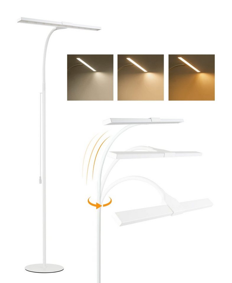 ZMH LED Stehlampe Leselampe Modern Dimmbar 178CM Metall mit Timer für Schlafzimmer Büro, dimmbar, LED fest integriert, 3000-6500k, Weiß ZMH LED Stehlampe Leselampe Modern Dimmbar 178CM Metall mit Timer für Schlafzimmer Büro, dimmbar, LED fest integriert, 3000-6500k, Weiß von ZMH